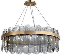 NOKXDKJWT Lustre décoratif Moderne, plafonnier, lumières de Restaurant d'étude de Salon de personnalité, éclairage créatif, Lustre en Verre Moderne G9, Verre Gris fumé, 12 lumières