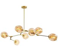 NOKXDKJWT Lustre E27 Lustre Boule de Verre Nordique réglable en Hauteur, Lustre Spoutnik Noir Mat, Suspension E26 Branches soufflées à la Main en métal, luminaires Globe du Milieu du siècle de 79 po