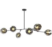 NOKXDKJWT Lustre E27 Lustre Boule de Verre Nordique réglable en Hauteur, Lustre Spoutnik Noir Mat, Suspension E26 Branches soufflées à la Main en métal, luminaires Globe du Milieu du siècle de 79 po