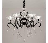 NOKXDKJWT Lustre en Cristal américain E14, Lustre Simple et Moderne, pour Salon, Salle à Manger, Chambre à Coucher, Duplex-sous-Noir 6