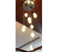 NOKXDKJWT Lustre en Cristal créatif Moderne et Minimaliste pour escalier, Long Lustre, hôtel, Villa, Cage d'escalier, Plusieurs Boules de Verre, Grand plafonnier pour Salon (Couleur : W