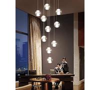 NOKXDKJWT Lustre en Cristal créatif Moderne et Minimaliste pour escalier, Long Lustre, hôtel, Villa, Cage d'escalier, Plusieurs Boules de Verre, Grand plafonnier pour Salon (Couleur : W