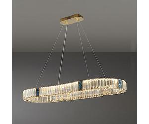 NOKXDKJWT Lustre en Cristal de Luxe à LED Italienne, Lustre Circulaire Simple, Lampe en Cristal Moderne, pour Lampes et lanternes de Salle à Manger de Salon, Ovale 100 cm