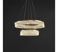 NOKXDKJWT Lustre en Cristal français, Lampe en Cristal Ronde créative, plafonnier en Cristal d'aluminium galvanisé, pour Salle à Manger, Chambre à Coucher, Salon, luminaire doré/or/40 + 60 cm