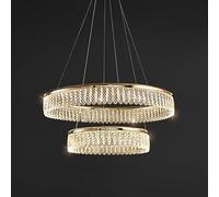 NOKXDKJWT Lustre en Cristal français, Lampe en Cristal Ronde créative, plafonnier en Cristal d'aluminium galvanisé, pour Salle à Manger, Chambre à Coucher, Salon, luminaire doré/or/50 + 80 cm