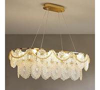 NOKXDKJWT Lustre en Cristal Moderne E14, plafonnier européen Simple français, Lampes ovales américaines Vintage, pour Salon, Salle à Manger, Chambre à Coucher, luminaires/Ovale 80 cm