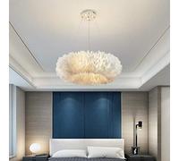 NOKXDKJWT Lustre en Plumes Nordique Blanc, luminaire Suspendu de Plafond Moderne, 8 lumières de 19,5 Pouces de Large, Lustre de Chambre de Fille, éclairage Unique en Forme d'anneau, Lampe Suspendue