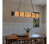 NOKXDKJWT Lustre en Roue de Chariot, Lustre en Roue de Chariot en Bois Rustique avec Abat-Jour en Verre, Lustre en Roue de Chariot Rond de Ferme pour entrée de Salle à Manger