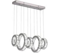 NOKXDKJWT Lustre Lampe LED Lampe à Suspension Plafonnier Moderne Cristal 5S Table à Manger Hauteur réglable en Acier Inoxydable Chambre Salon Salle à Manger Îlot de Cuisine/Lumière Blanche