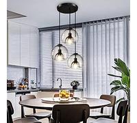 NOKXDKJWT Lustre LED Nordique E27 Vintage Industriel Double Couche en Verre à Bulles pour Salle à Manger, Cuisine, décoration d'îlot, Boule de Verre Noire Moderne, Suspension, C, Pleasant63