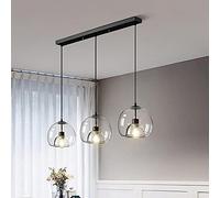 NOKXDKJWT Lustre LED Nordique E27 Vintage Industriel Double Couche en Verre à Bulles pour Salle à Manger, Cuisine, décoration d'îlot, Boule de Verre Noire Moderne, Suspension, C, Pleasant63