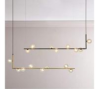 NOKXDKJWT Lustre Lustre Minimaliste Moderne pour Cuisine, Bar, Table, Long Lustre LED, Design Noir, Boule de Verre, luminaire Suspendu pour pièce (Couleur du Corps : Noir, Taille : Blanc Chaud)