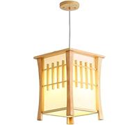 NOKXDKJWT Lustre Moderne en Bois, Lanterne carrée, Lampe Suspendue Rustique de Ferme, Lustre en Cage en Bois de Style Japonais, luminaire Suspendu pour Cuisine, îlot, Hall d'entrée, Restaurant