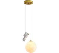 NOKXDKJWT Lustre Moderne Impression 3D Lune Pendentif Lumière pour Chambre d'enfants Astronaute Moderne LED Lustre Or Spaceman Planète Globe Plafond Suspendu Nordique Petite Lampe pour Chevet Café