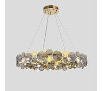 NOKXDKJWT Lustre Moderne, lumière Ovale en Acier Inoxydable, plafonnier Simple en Verre Diamant, pour Salon, Salle à Manger, Chambre à Coucher, lanternes d'éclairage/gris/52 cm
