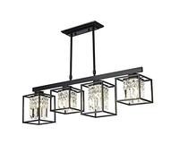 NOKXDKJWT Lustre Moderne rectangulaire de Luxe, plafonniers Semi-encastrés E27 avec Abat-Jour en Cristal, éclairage Suspendu pour Salon, Salle à Manger, Chambre à Coucher, Noir 70 x 80 cm