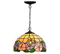 NOKXDKJWT Lustre rétro 12 ", lumière de Restaurant, Fleur d'amour, Couleur Pastorale européenne, lumière de décoration de café d'art en Verre
