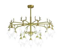 NOKXDKJWT Lustre Spoutnik à 10 lumières Moderne en Laiton, luminaire Suspendu du Milieu du siècle, plafonnier Industriel pour Salle à Manger, Salon, Laiton, 8 lumières