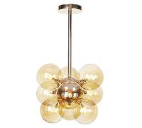 NOKXDKJWT Lustre Spoutnik de l'industrie Moderne, Bulle de Boule de Verre Moderne, décoration créative à 9 sphères Spoutnik G4 Semi-encastrée à Suspendre/Ambre/9