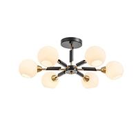 NOKXDKJWT Lustre Spoutnik de l'industrie Moderne, luminaire Industriel en Or avec Abat-Jour en Verre, pour Chambre à Coucher, Salle à Manger/Ambre Platine./6 s