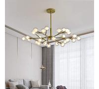 NOKXDKJWT Lustre Spoutnik de l'industrie Moderne, plafonnier Globe en métal plaqué Laiton G4 avec Lustre moléculaire à Bulles de Boule de Verre Magique, doré, 45 têtes