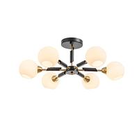 NOKXDKJWT Plafonnier De Salon Moderne E14,Lustre Moléculaire De Haricot Magique Minimaliste Scandinave,Luminaire Créatif,pour Salle À Manger Domestique Chambre-Abat-Jour Blanc Crème 6 Têtes