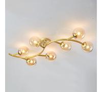 NOKXDKJWT Plafonnier Spoutnik à 7 lumières en Verre doré, plafonnier Semi-encastré, Lustre Moderne du Milieu du siècle, plafonnier linéaire en métal pour Chambre à Coucher, Salon, Couloir (Blanc)