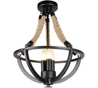 NOKXDKJWT V-Intage Light Loft Lustre Rustique Fer 3 Lumières Lampe Suspendue Restaurant Salle à Manger Bar Lumière Salon Vêtements Droplight Corde de Chanvre