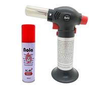 NOLA 863 Brûleur de cuisine avec allumage piézoélectrique et 100 ml de gaz - Kit chalumeau pour crème brûlée, barbecue et cuisine - Rechargeable - Flamme réglable - Brûleur à gaz, chalumeau Bunsen