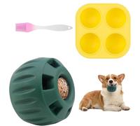 NOLACE Lot de 3 Balles à Lécher pour Chien (avec Moule & Brosse) - Jouet d'Occupation Interactif en Caoutchouc Naturel - Distributeur de Friandises Glacées Facile à Nettoyer & Remplir