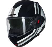 Nolan N120-1 Lineo N-Com Casque, Noir/Blanc/Argent, Taille XS (55)
