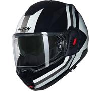Nolan N120-1 Lineo N-COM Casque, Schwarz/weiß/Silber, M (58)