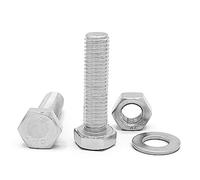 NOLDAR | Boulons à tête hexagonale DIN 933. Acier inoxydable AISI 304 (A2). M10 x 40mm. Comprend 10 vis avec 10 écrous et 10 rondelles (30 pièces). Vis hexagonales entièrement filetées