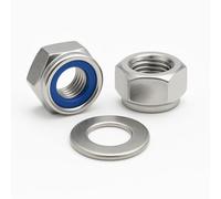 NOLDAR | Écrous hexagonaux frein nylon DIN 985 + Rondelles plates DIN 125. Acier inoxydable AISI 304 (A2). M16 (6 écrous autobloquants + 6 rondelles)