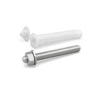 NOLDAR | Tige filetée avec écrou et rondelle pour ancrage chimique. Acier inoxydable. M10 x 130 mm. Comprend un tamis en nylon (15 x 85 mm) pour la fixation dans la brique/béton creux (8 pièces)