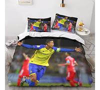 NOLEGA Ronaldo Al NASSR CR7 Football Star De Couette avec Assortie Taies d'oreiller Literie en Microfibre, pour Adultes Enfants Filles Double（200x200cm）