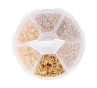 NOLITOY 1 boîte Boîte de Anneaux DIY Dorés Multifonctionnels pour Accessoires Bijoux Cercles Métalliques Doubles pour Fabrication de Pendentifs et Bricolage Créatif Kit de Bijoux Durable