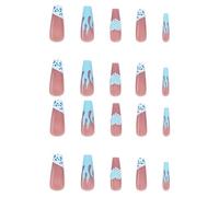 NOLITOY 1 Boîte Faux Ongles Longs French Manucure Capsules Détachables Transparentes avec Colle Set pour Nail Art DIY Accessoires Réutilisables pour Femmes et Filles