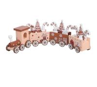 NOLITOY 1 Ensemble de Mini-Trains Décoratifs en Bois pour Fêtes de Noël, Ornements de Train de Noël Colorés avec Bonhomme de Neige pour Table, Manteau de Cheminée Et Maison