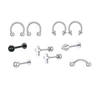 NOLITOY 10 pièces Boucles Oreilles Acier Inoxydable Petits Clous Légers Décoratifs pour Lèvres et Oreilles Unisexes Anti Durables pour Fêtes et Usage Quotidien