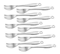 NOLITOY 10 pièces Charms Vintage Fourchette Argent Ancien Pendentifs Métal Miniatures pour Fabrication de Bijoux DIY Breloques pour Bracelets et Colliers Accessoires Original Halloween et