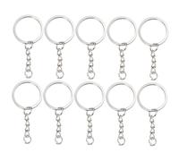NOLITOY 10 pièces Lot de Anneaux Brisés Porte-clés Métal Argenté avec Chaîne Courte pour DIY Accessoires Porte-clés Charms Élégants et Pratiques