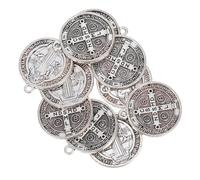 NOLITOY 10 pièces Médailles Saint Benoît Métal avec Motif Croix Pendentifs pour Bijoux DIY Colliers Porte-clés et Accessoires Religieux Alliage de Zinc Lot Créatif pour Amateurs de