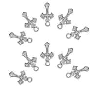 NOLITOY 10 Pièces Mini Croix Jésus Acier Inoxydable Charms pour Bracelet Porte-clés et Collier Pendentifs Croix Chrétienne Unisexes pour Bijoux de Foi