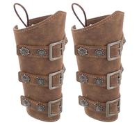 NOLITOY 1paire Protège-Bras Médiéval Cuir Synthétique pour Hommes Accessoire Cosplay Vintage Halloween Brassards Légers et Décoratifs avec Fil Ciré Style Rétro pour Déguisement Médiéval