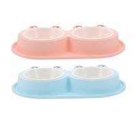 NOLITOY 2 Ensembles Double Pet Feeding Bowls with and Non-Slip Ant-Ant Base Plastic Small Animal Feeder for Kittens Dogs and Stray Cats