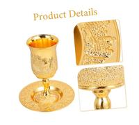 NOLITOY 2 Ensembles Judaica Wine Goblets With Tray Alloy Embossed Shabbos Cups For Jewish Holidays And Havdalah Rituals Stable Highfooted Chalices For Religious Celebrations