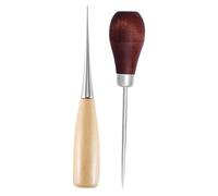 NOLITOY 2 pièces Alène Cuir Vintage avec Manche Bois Confortable Outil de Couture Main pour Réparation et Bricolage Cuir Kit pour Reliure et Travaux Manuels