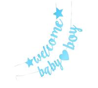 NOLITOY 2 Pièces Bannière Bienvenue Garçon Scintillante pour Shower et Révélation de Décoration Suspendue Élégante pour Annonce Naissance et Fête Prénatale