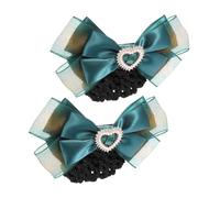 NOLITOY 2 pièces Barrette Filet Chignon Nœud Vert Accessoires Cheveux Élégants pour Femmes Professionnelles Hôtesses Banquiers Infirmières Pinces Durables et Métal Couvre-cheveux pour